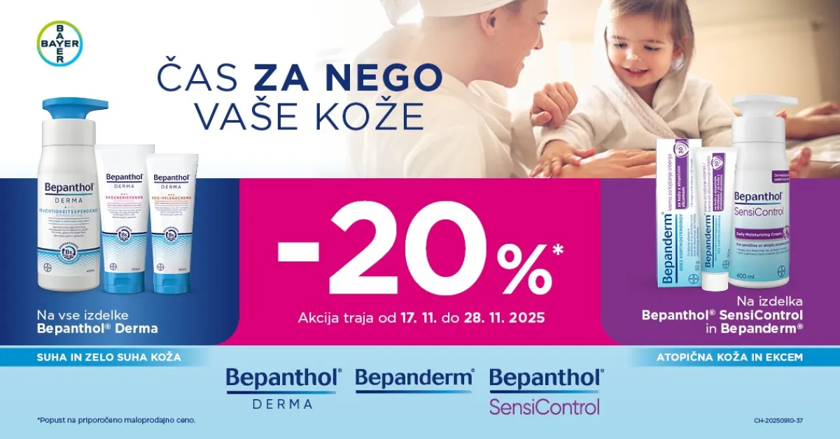 Bepanthol Derma izdelki za nego kože od 17.11. do 28.11. -20%